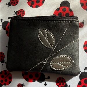 Black and Gray Leaf Design Wallet